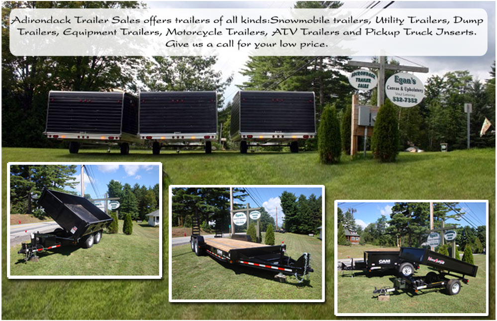 Snowmobile trailers,Utility trailers,Dump trailers,Equipment trailers,Car haulers,Motorcycle trailers,ATV trailers,Pickup truck inserts